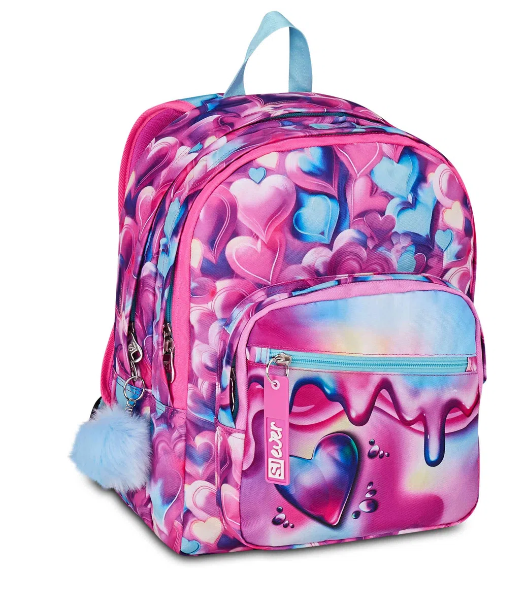 SJ GANG STYLE JAM GANG Zaino Scuola Doppio Scomparto, Sj Ever Pink Beat, Rosa, 31 L, Con Tasca Porta Borraccia e Charm Staccabile, Elementari, Bambina
