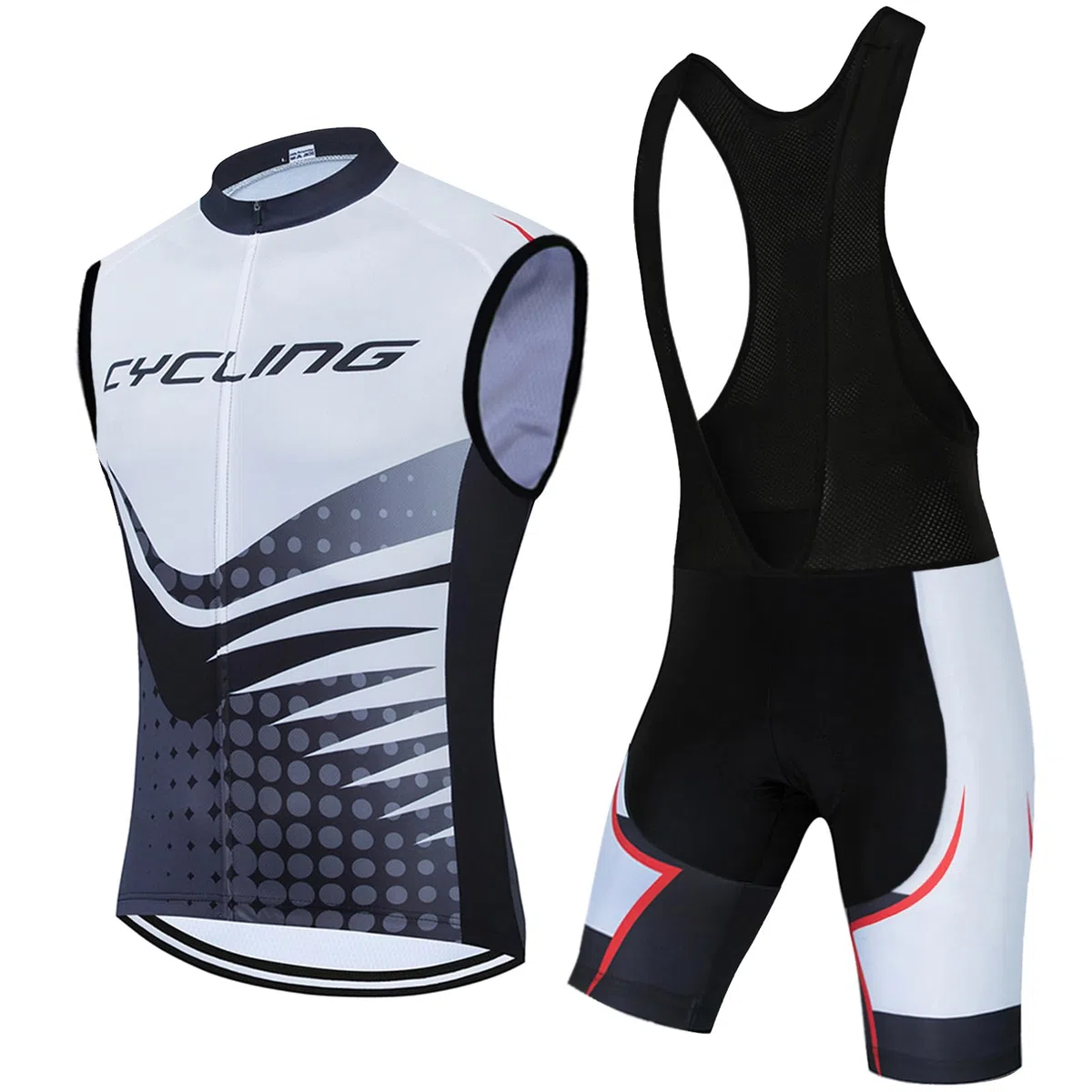 Completo Ciclismo Uomo Abbigliamento Bici MTB Estivo Tuta Ciclista, Maglietta Bicicletta Senza Maniche Gilet e Salopette Pantaloncini con 9D Gel Imbottiti,Maglia da Ciclo Sleeveless Asciugatura Rapida