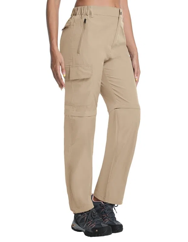 Pantaloni da trekking da donna, con zip, traspiranti, da trekking, da donna, con chiusura lampo, rimovibili, per attività all'aria aperta, estivi, funzionali