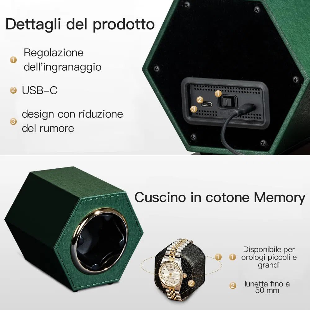 Scatola di carica automatica dell'orologio, caricatore di orologi singolo con motore Mabuchi silenzioso
