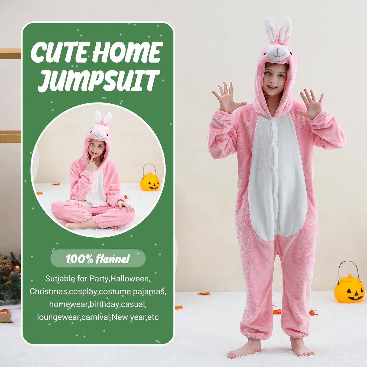 HAHASHOW Pigiama Bambini Tuta Onesie Bambina Onesie con Capucha in Morbido Ragazze Ragazzi Cartone Animato Animali Costumi Cosplay Carnevale Halloween 3-12 Anni
