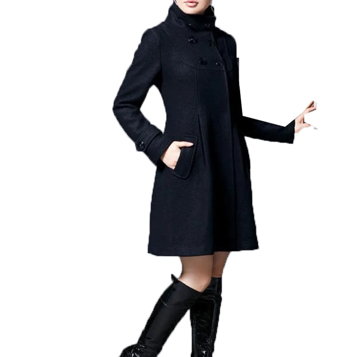 LAZIRO Donne Autunno E Inverno Solido Colorato Giacca Nel Lungo Con Cappuccio Doppio Petto Pendolare Casual Cape Trench Coat Donne Cappotto