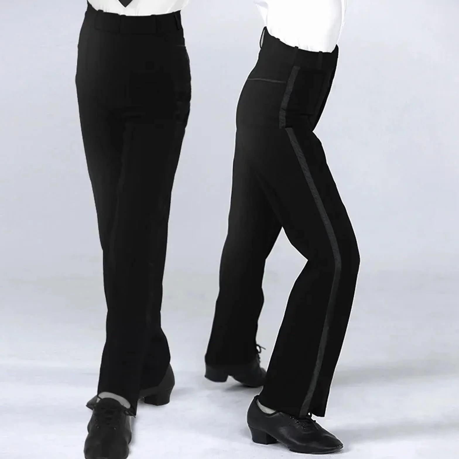 Pantalone Uomo Per Danza Latino Pantaloni da ballo latino da uomo, pantaloni da ballo latino moderni da sala, pantaloni da ballo for ragazzi, pantaloni da ballerino neri in raso(Size 2.2 Waist 76)