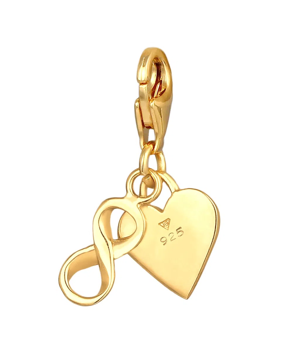 Ciondolo a forma di cuore e simbolo dell'infinito, in argento Sterling 925 placcato oro, per donne e ragazze, adatto a tutti i braccialetti