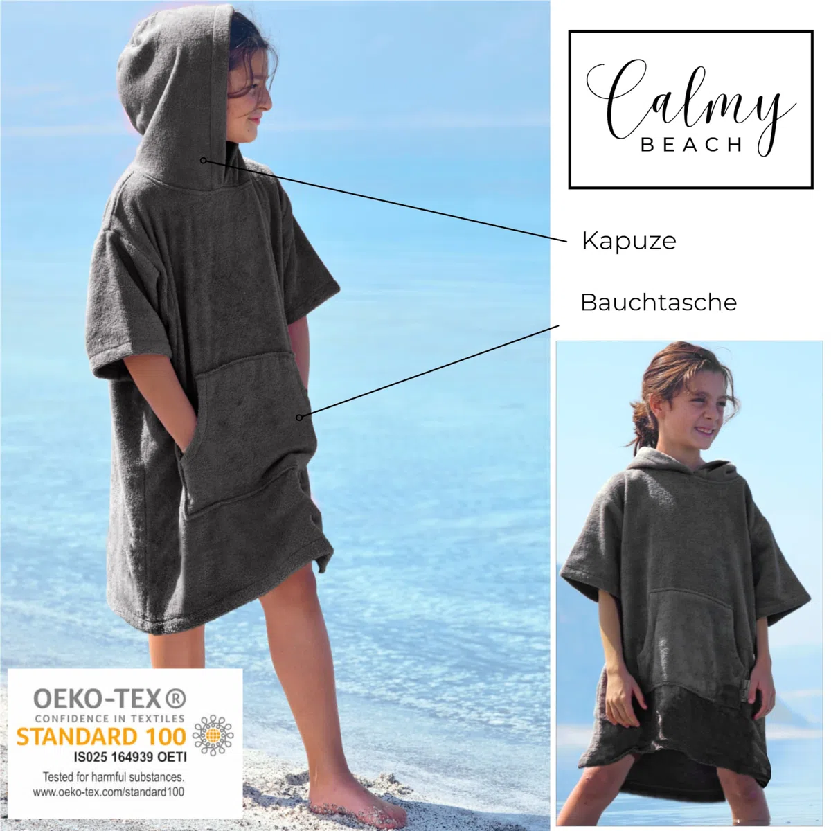 Poncho da bagno in spugna per bambini ragazzi – Ragazze Surf Poncho 100% cotone poncho asciugamano con cappuccio poncho da surf accappatoio