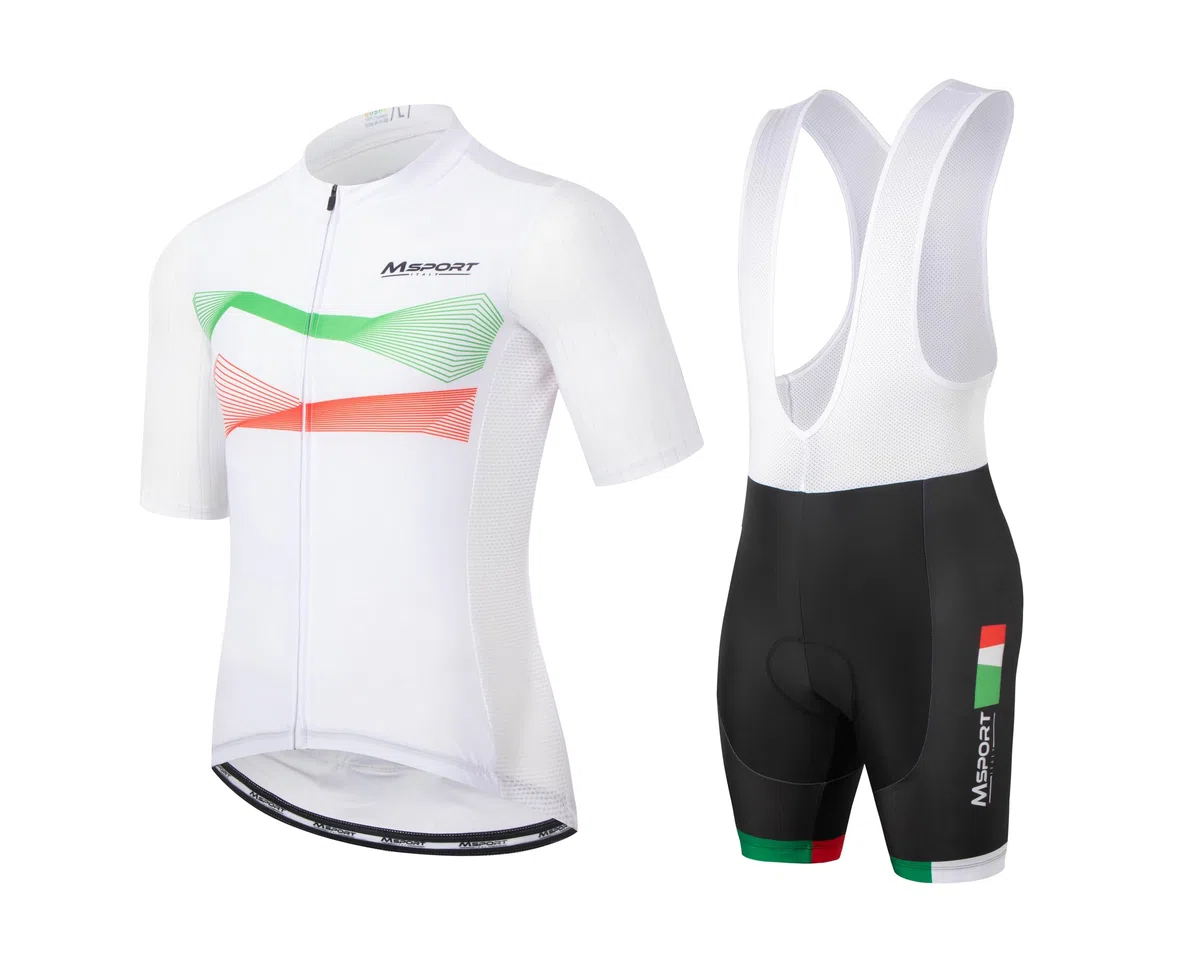 Msport Set Completo Abbigliamento Ciclismo – Maglia + Salopette con Pantaloncini Imbottiti in Gel 5D Antishock