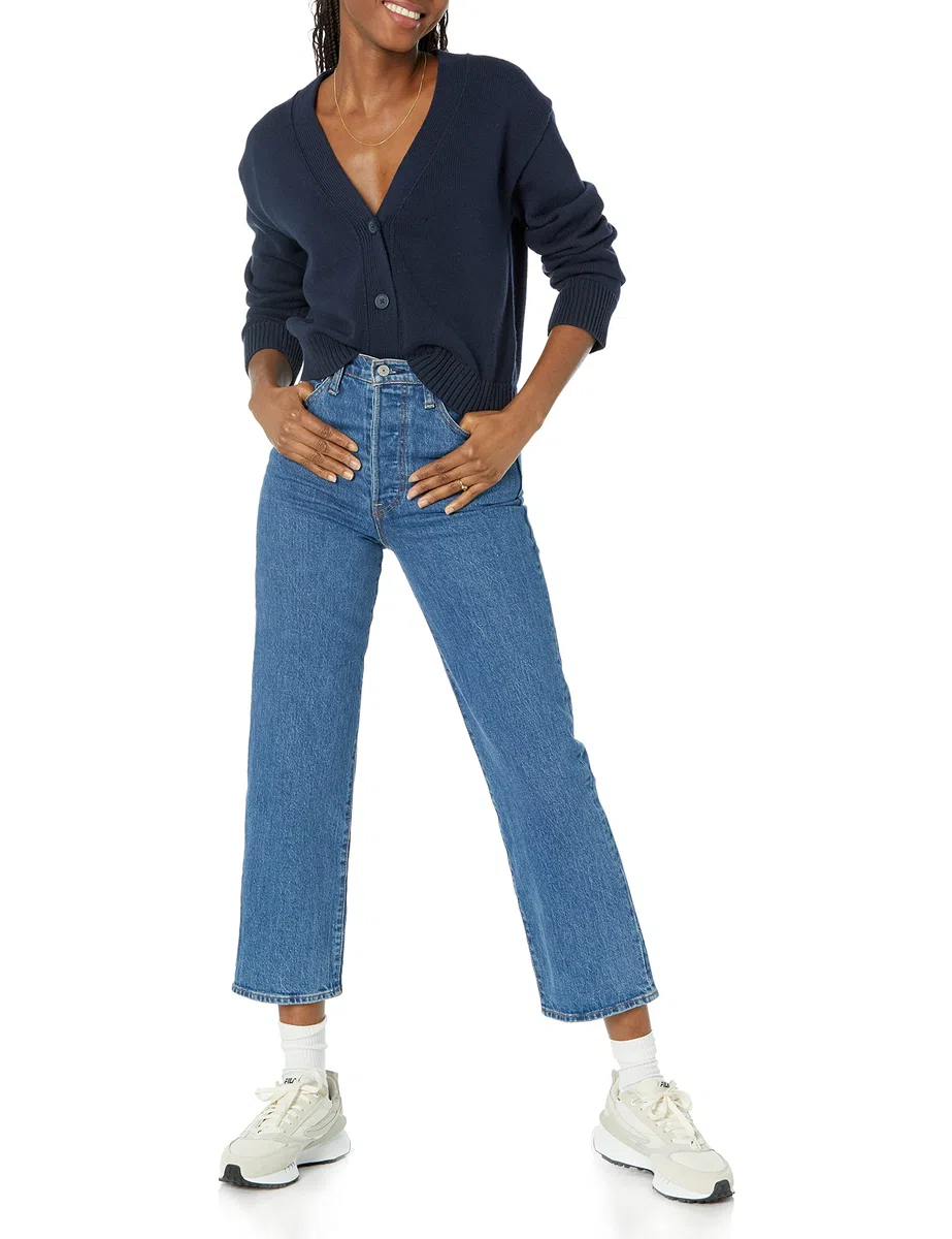 Amazon Essentials Cardigan di Peso Medio, Vestibilità Comoda Donna