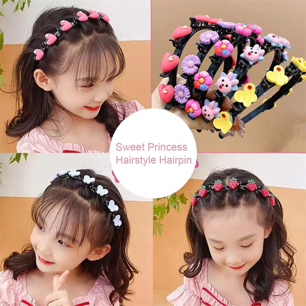 Splendido fermaglio per capelli in stile principessa, fasce a doppio strato con clip, cerchietti alla moda, splendidi fermagli per capelli con doppia frangia per ragazze (5 pezzi B, taglia unica)