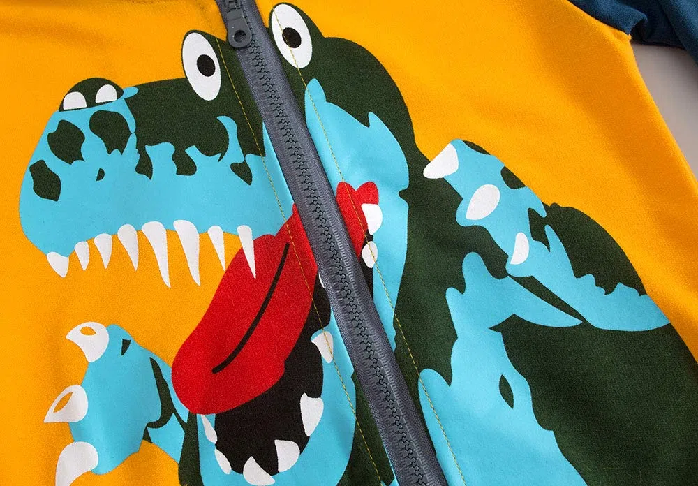 TEDD Felpe con Cappuccio per Ragazzi Dinosauro Coccodrillo 100% Cotone Zip Cerniera Felpa Copricapo Giacca Bambini 1-12 Anni