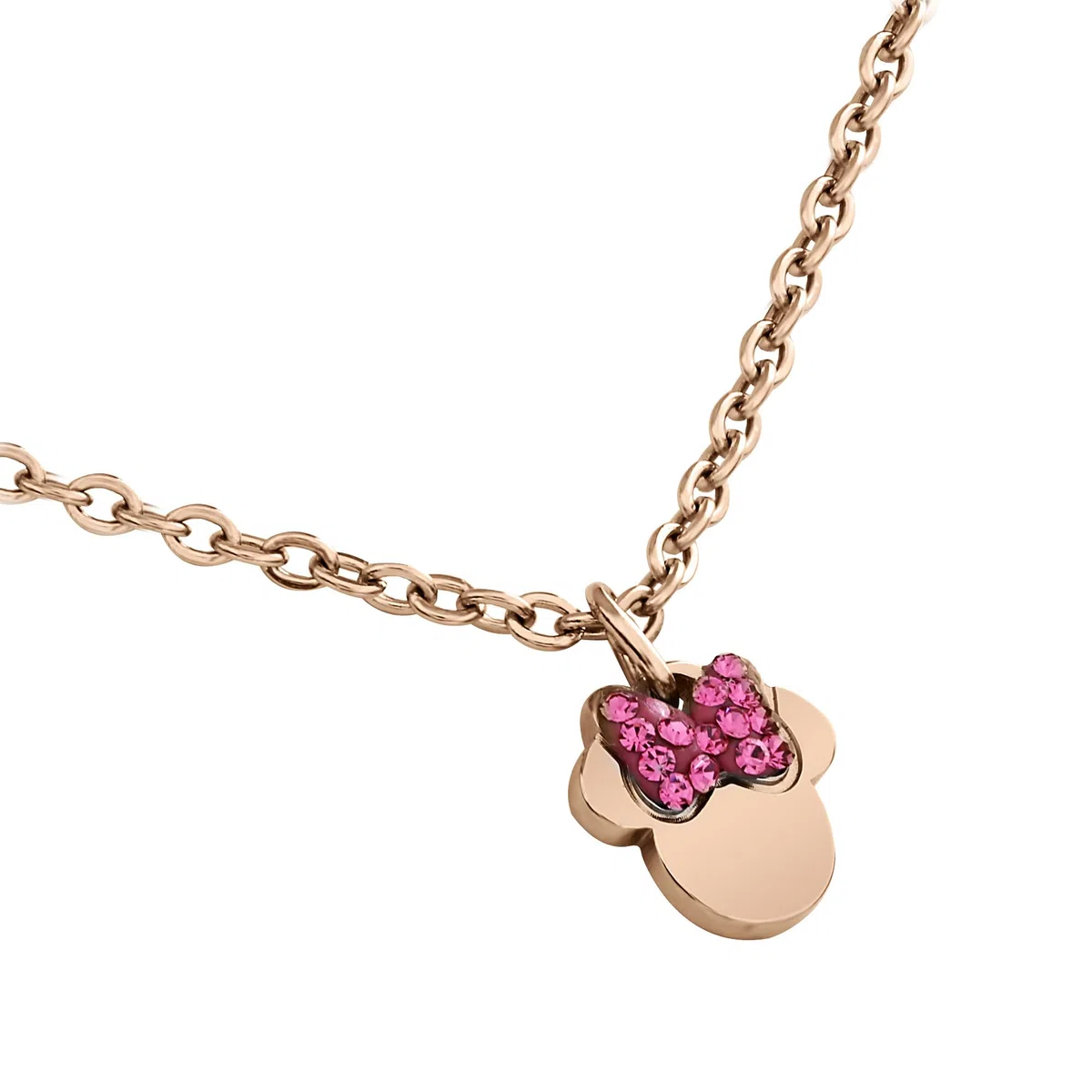 Disney Collana Minnie, Acciaio Inossidabile con Zirconi per Bambini e Bambine, Lunghezza 35+5cm, Gioielli