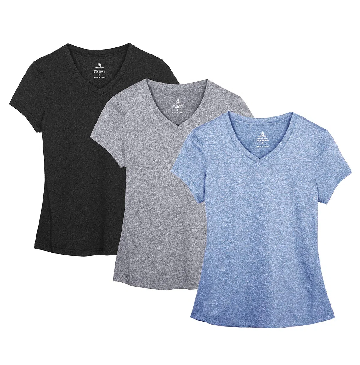 icyzone Donna Maglietta da Sportivo Traspirante con Scollo a V, Confezione da 3 Fitness Corsa T-Shirt