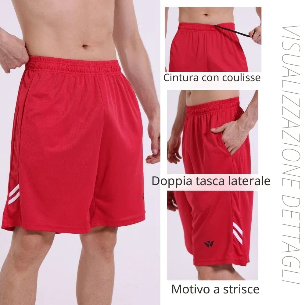Confezione da 5 pantaloncini sportivi da uomo con tasche ed elastico in vita, pantaloncini da allenamento ad asciugatura rapida da corsa, M