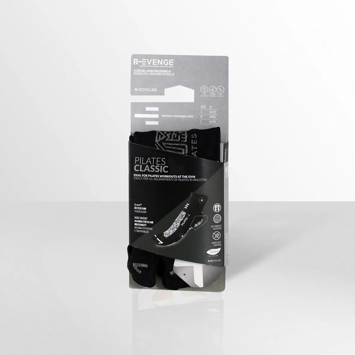 R-EVENGE Calzari tecnici antiscivolo con grip perfetto su superfici asciutte. Filato in argento antibatterico, termoregolante e antistatico. Ideali per Pilates, Yoga, Palestra e Casa.