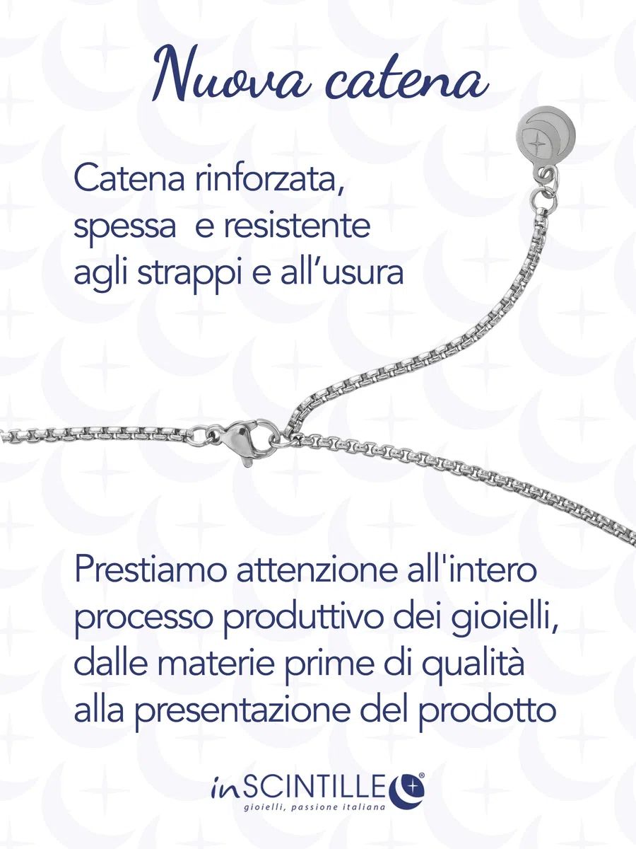 inSCINTILLE Collana Uomo Acciaio Ciondolo Rosa dei Venti, Lunghezza Regolabile 48-53 cm, Confezione Regalo Inclusa, Collanina Uomo Pendente, Catenina