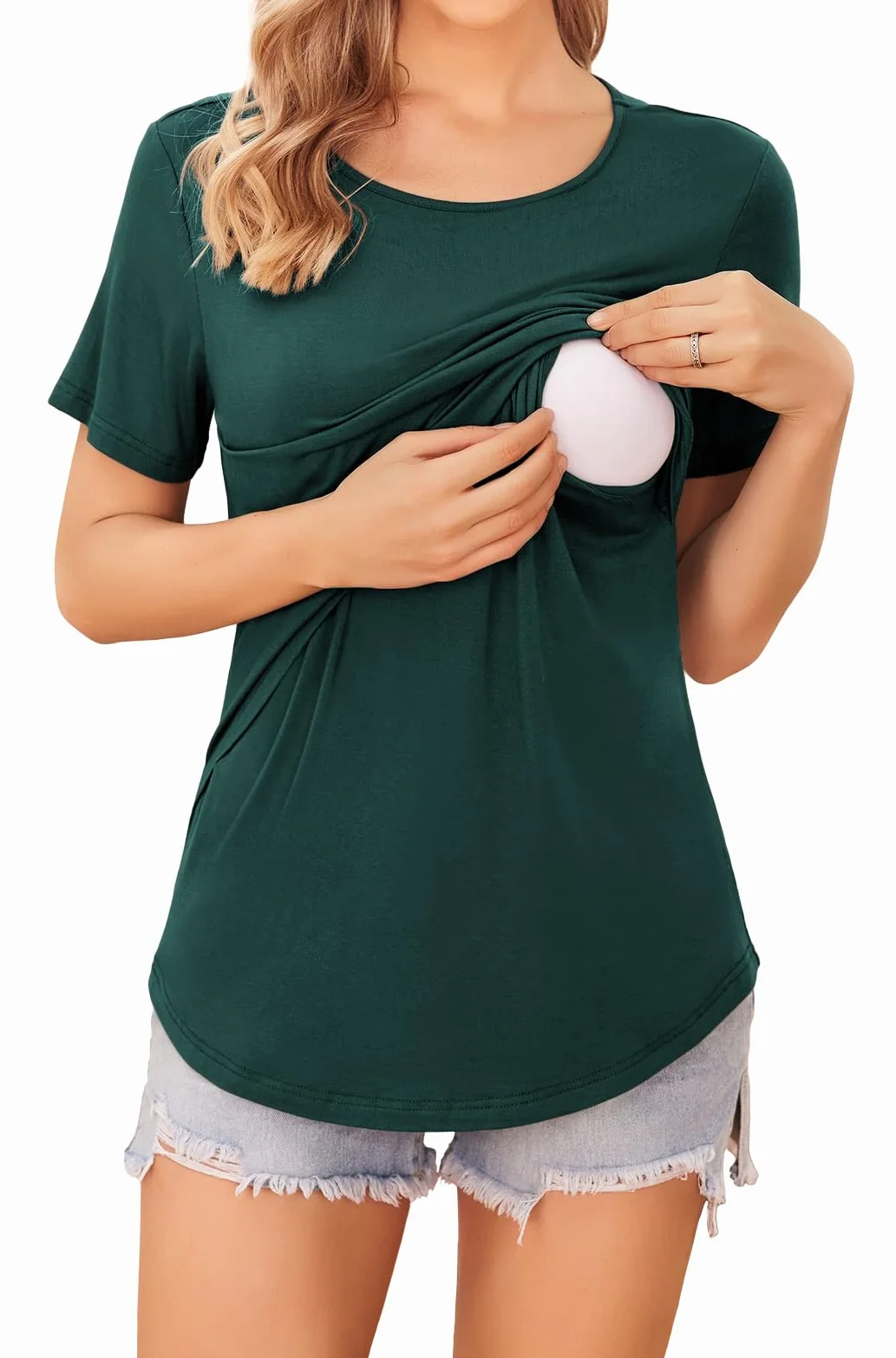 Ekouaer Confezione da 3 Magliette da Allattamento da Donna Manica Corta Gravidanza T-Shirt Estivi
