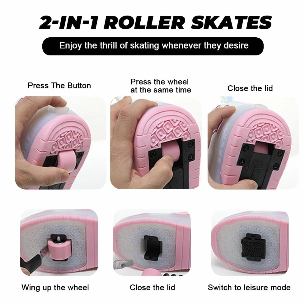 Hiseng Scarpe con Rotelle Bambina 27-40EU, Scarpe con Rotelle Bambino Sportive Scarpe da Skateboard Skateboard Sneakers Outdoor Multisport Scarpe da Ginnastica da Pattini per Ragazze e Ragazzi
