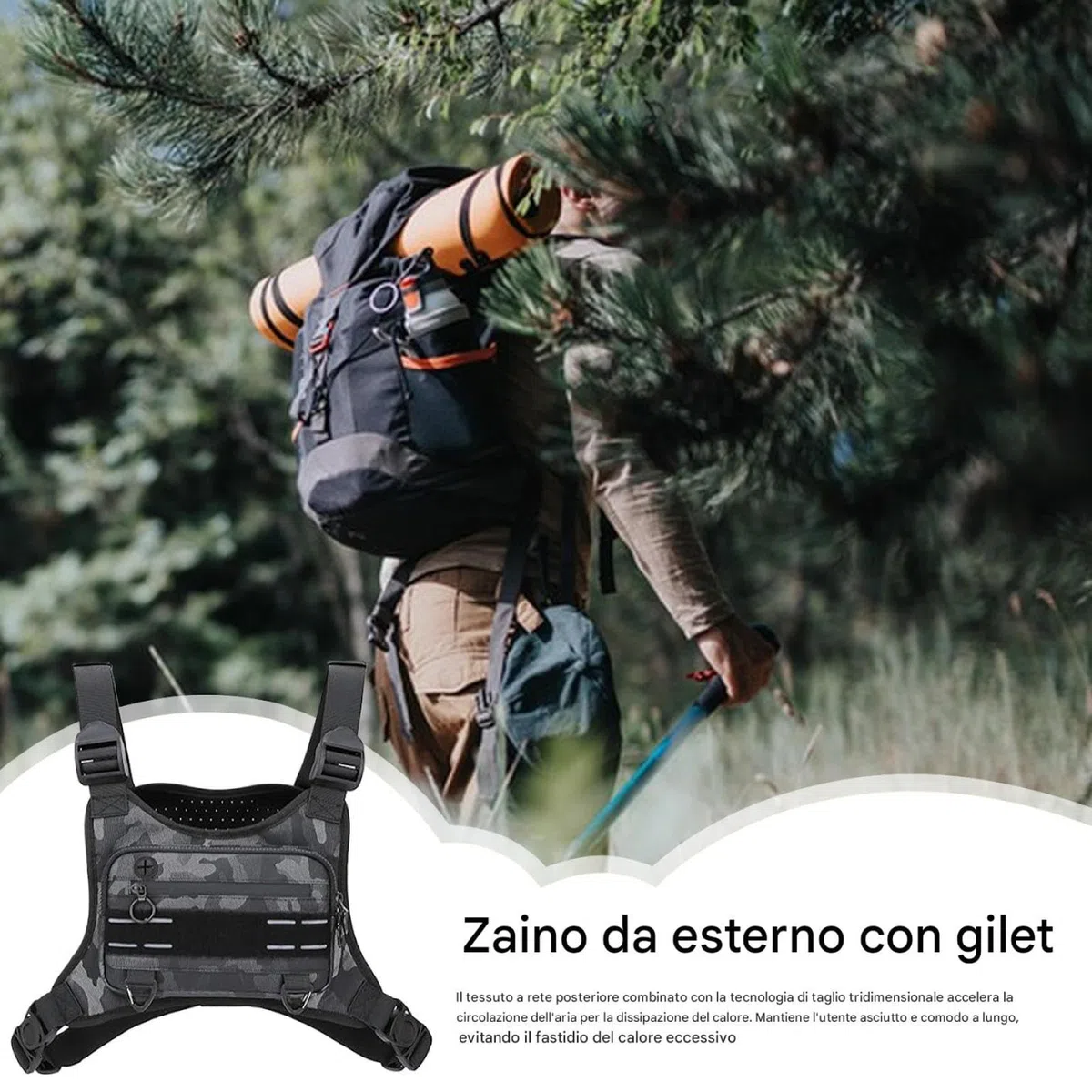Generico da corsa per uomo - Borsa da corsa leggera da 14 cm*24 cm, sul petto, impermeabile regolabile per gilet | borsa pettorale per zaino in spalla, viaggi, escursionismo all'aper