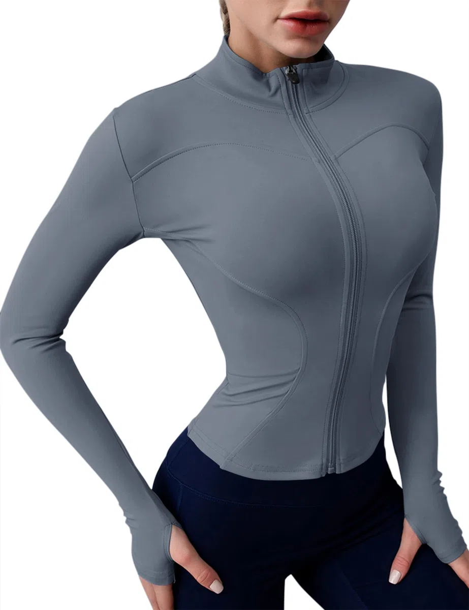 Rapbin Giacca Sportiva Donna, Maglia a Maniche Lunghe, Fitness, Yoga, Traspirante, Blu, EU Size 16.5