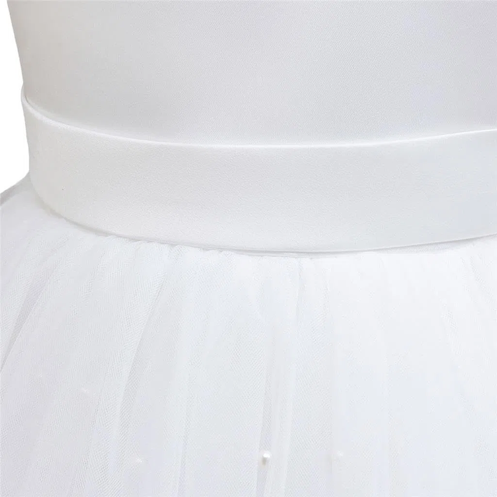 Lito Angels Vestito Damigella Abito da Festa Cerimonia Natale Elegante con Perla per Bambina, Bianco Verde Rosso Rosa