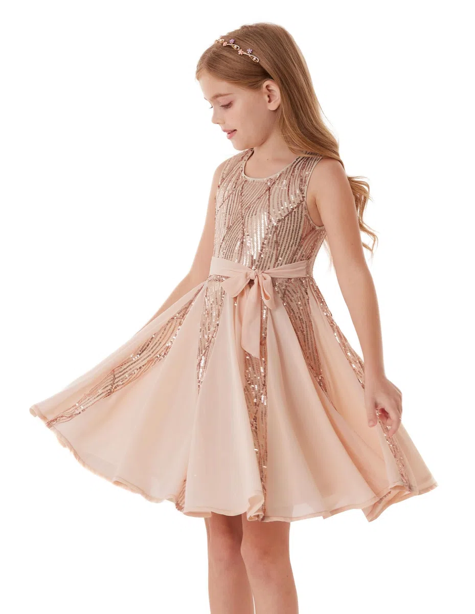 GRACE KARIN Vestito da principessa con paillettes scintillanti, abito da festa di compleanno, abito estivo da bambina, per occasioni speciali, festival, 5-12 anni