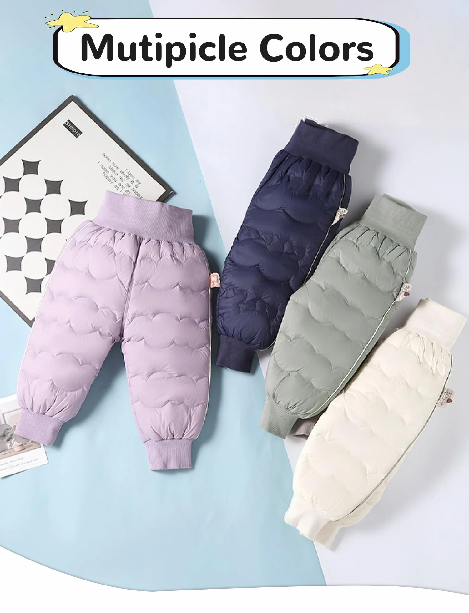 Happy Cherry Pantaloni Invernali Caldi per Bambini 1-7 Anni Pantaloni da Sci Imbottiti Impermeabili Antivento per Neonato Bambina