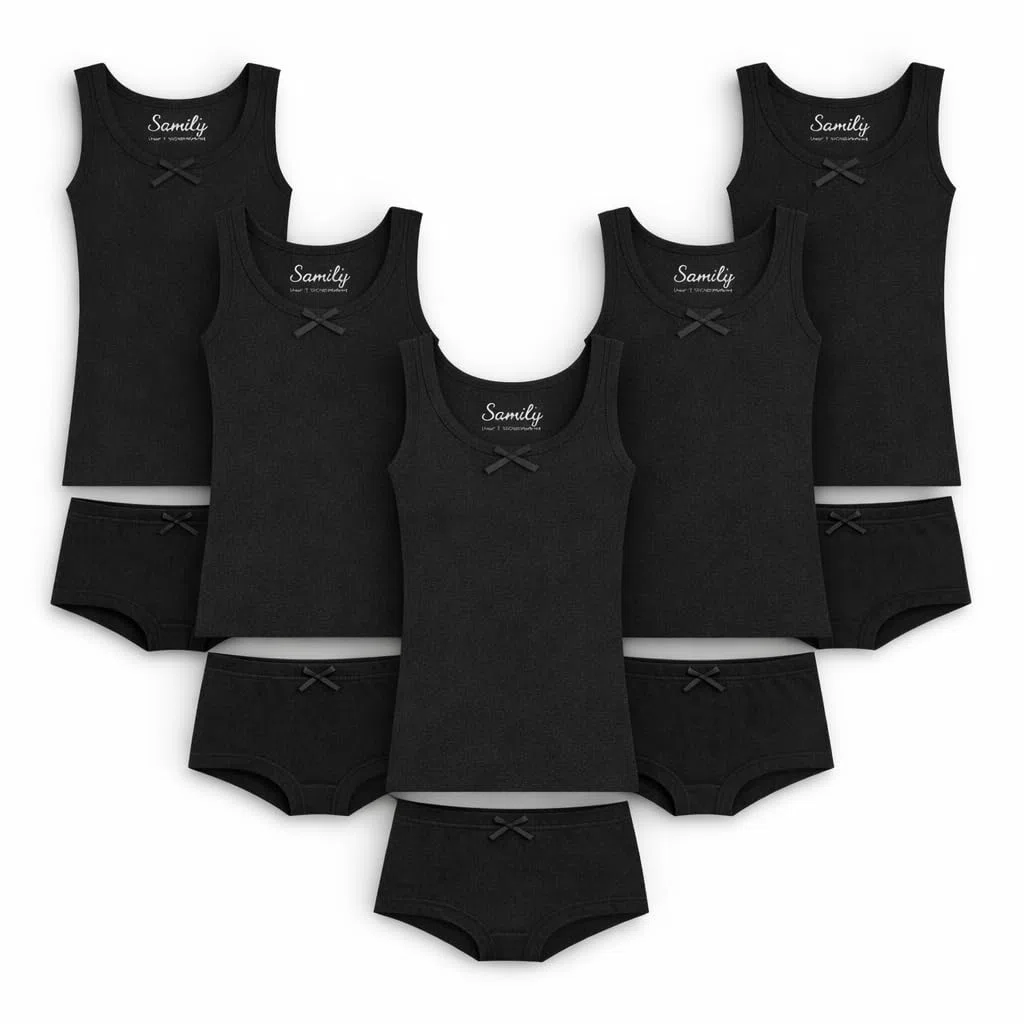 SAMILY Set di canottiere da bambina con mutande in cotone, biancheria intima