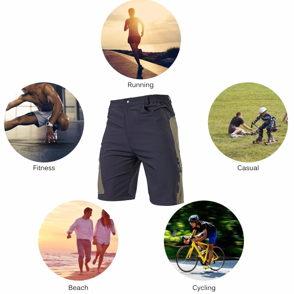 TOMSHOO Pantaloncini MTB Uomo, Pantaloncini Ciclismo Biciclette, Bici MTB Pantaloni Traspirante Shorts per Ciclismo da Corsa All'aperto