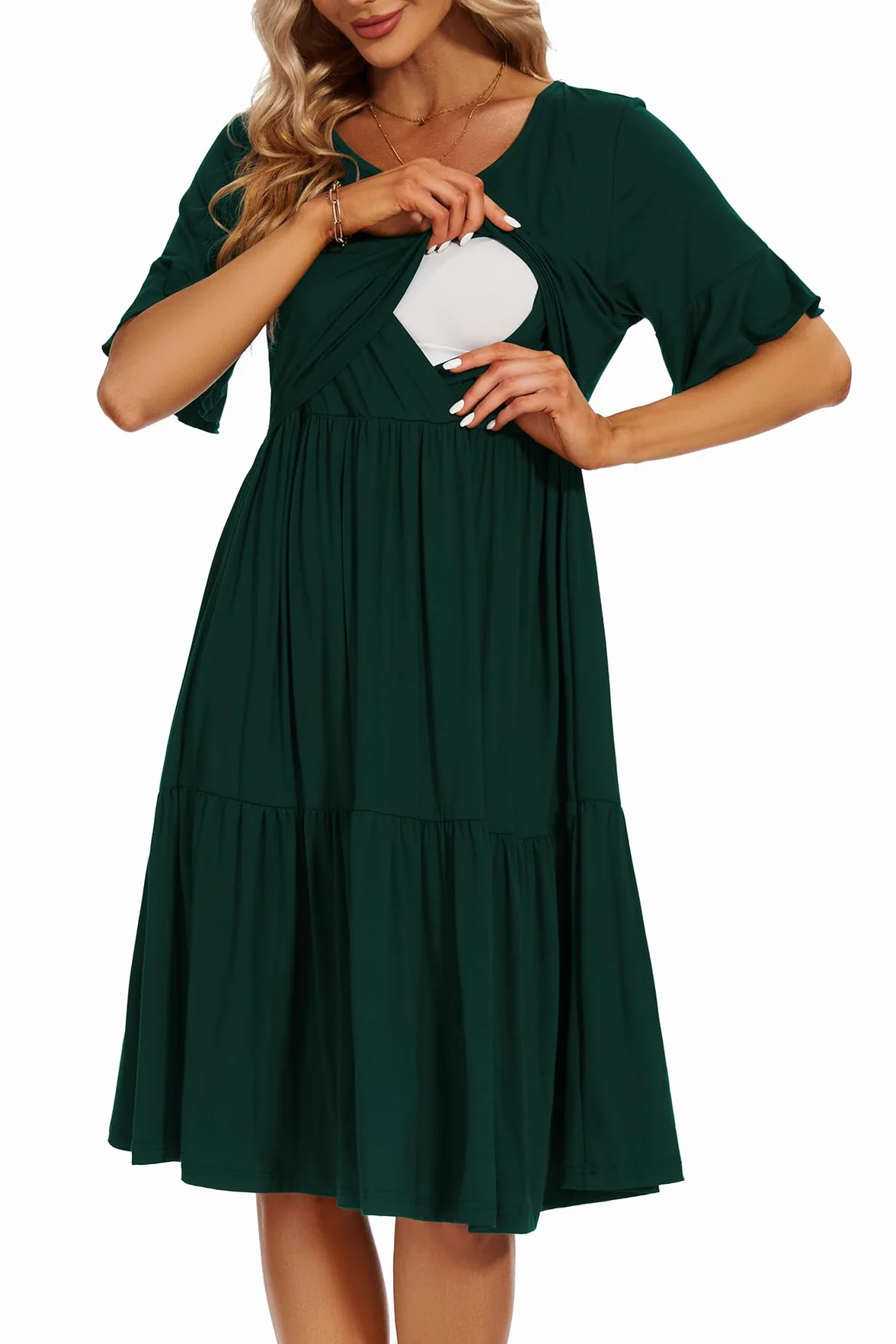 Smallshow Vestiti Allattamento Donna Maniche Corte Vestiti Premaman