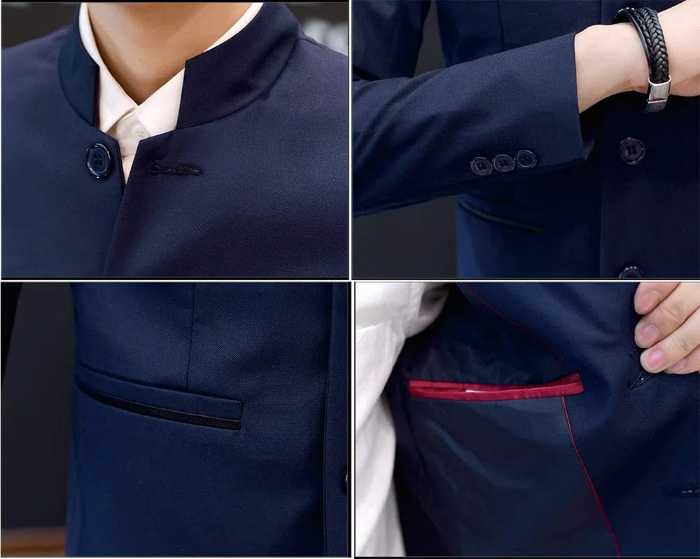 Giacca da Uomo Formale da Uomo in Stile Cinese con Collo alla Coreana