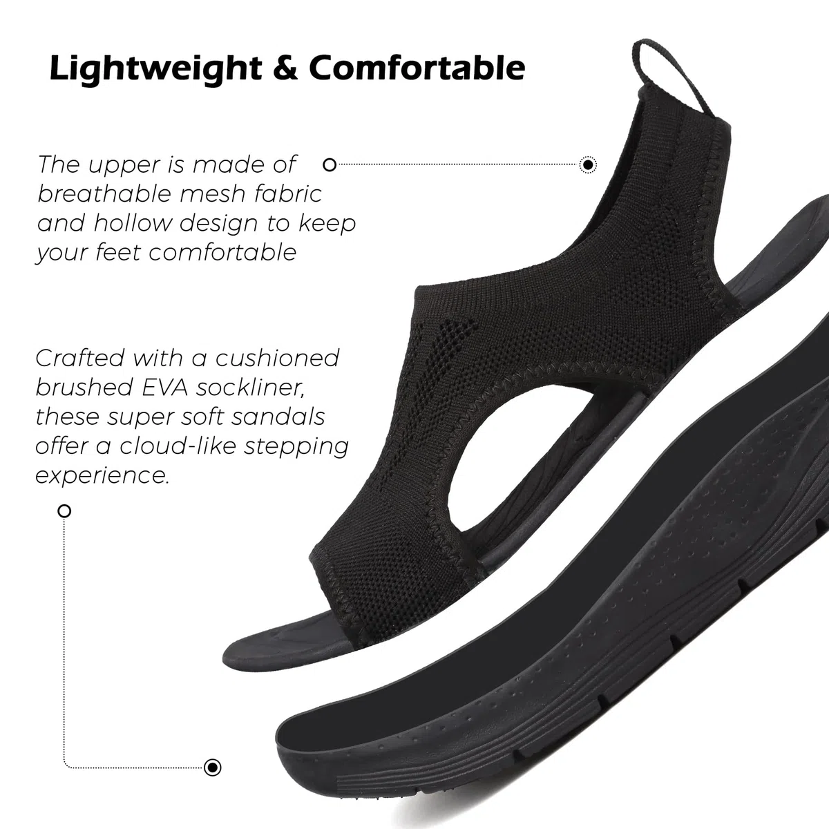DimaiGlobal Sandali Donna Estive Comodi Ortopedici con Punta Aperta Scarpe Lavabili Sandalo Sportivo Scarpe con Zeppa