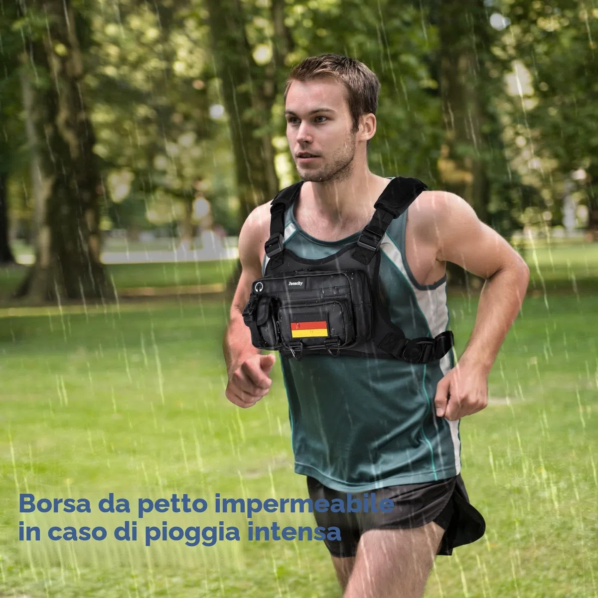 Jueachy Marsupio impermeabile da donna e uomo: borsa sportiva, gilet da corsa per cellulare con striscia riflettente, zaino da corsa, cinghia regolabile, per palestra, jogging, allenamento, corsa
