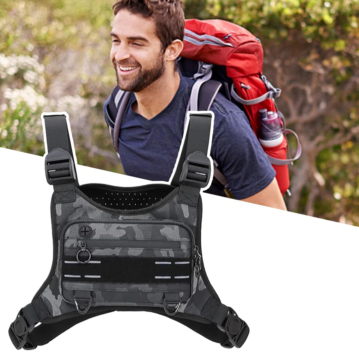 Generico da corsa per uomo - Borsa da corsa leggera da 14 cm*24 cm, sul petto, impermeabile regolabile per gilet | borsa pettorale per zaino in spalla, viaggi, escursionismo all'aper