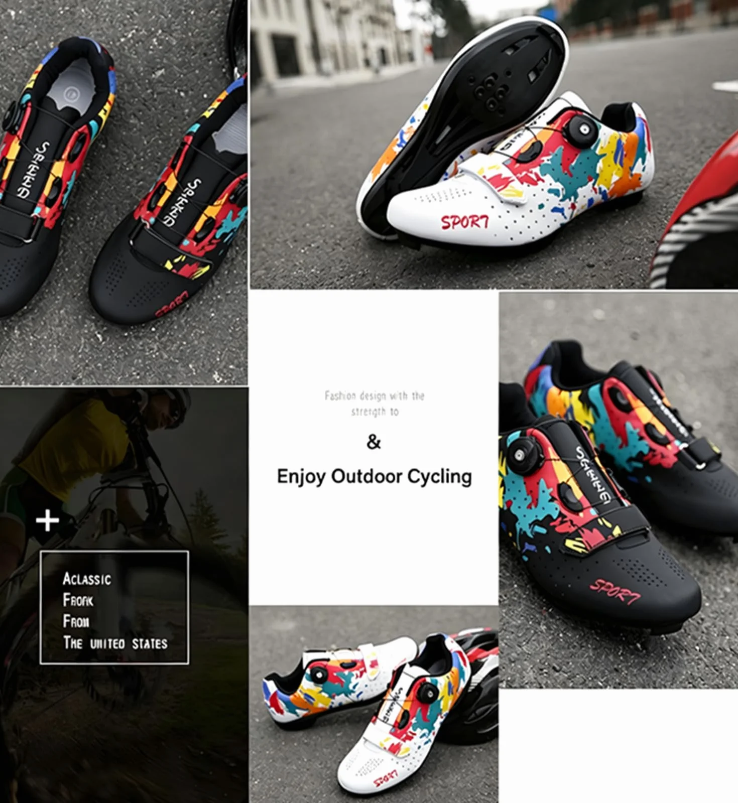 Scarpe Ciclismo Strada Uomo, Scarpe da Ciclismo da Unisex, MTBScarpe da Bicicletta, compatibili con Pedale SPD-SL e Installazione Compatibile SPD/Look KEO Cleats 36-47