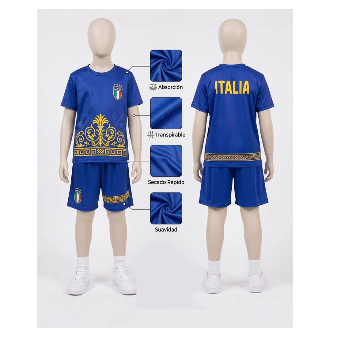 Completo sportivo con maglietta e pantaloncini (4-14 anni) da calcio, attrezzatura estiva per allenamento e scuola