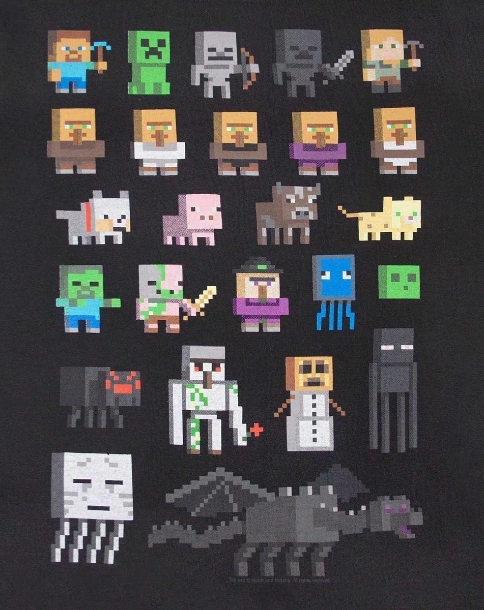 MINECRAFT T-Shirt a Maniche Corte con Personaggi Verdi per Bambini Sprites