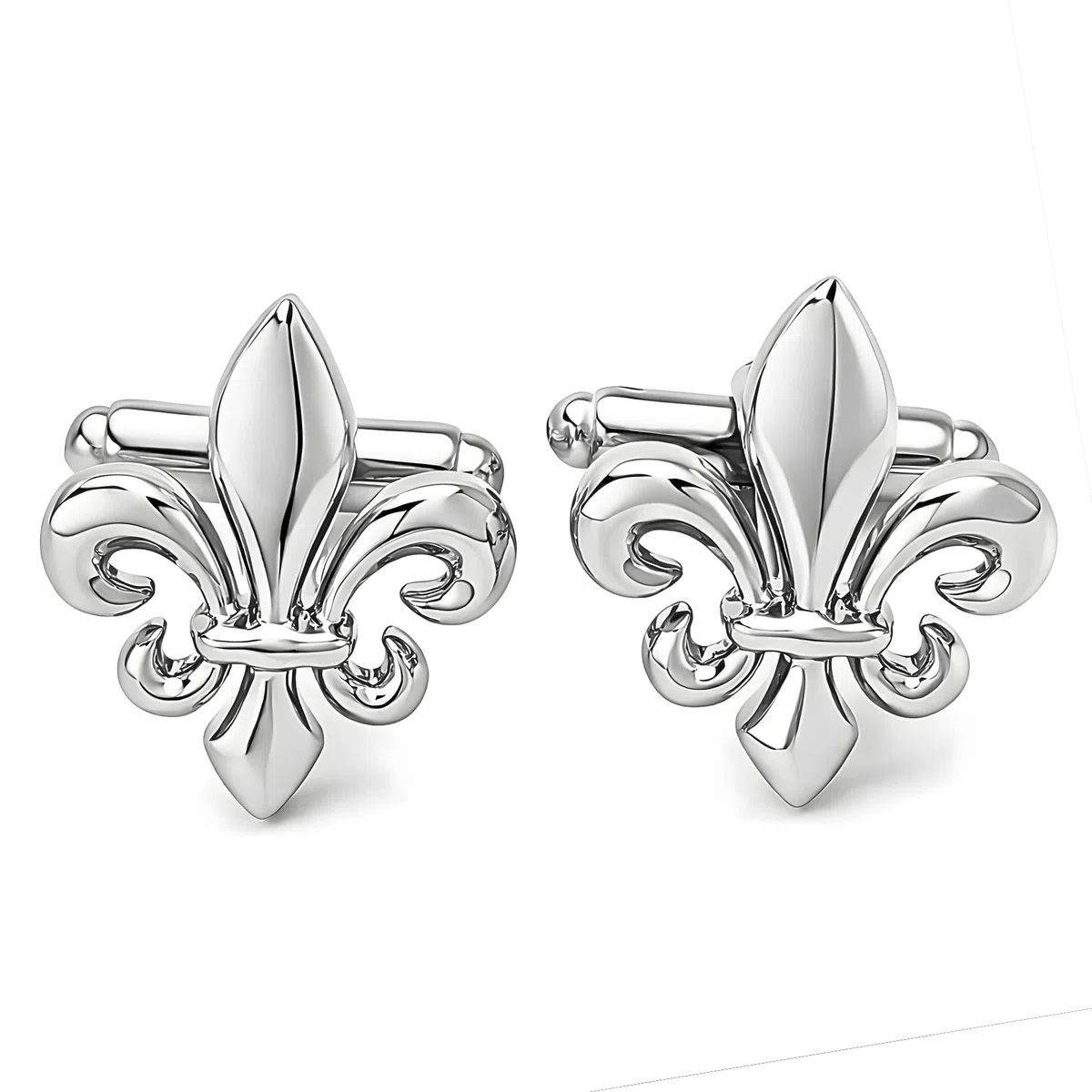 Gemelli Fiore di Giglio | Regalo Camicia da sposa per uomo | Accessori Uomo Design | Manica Moschettiera di lusso argento, mm, acciaio inossidabile