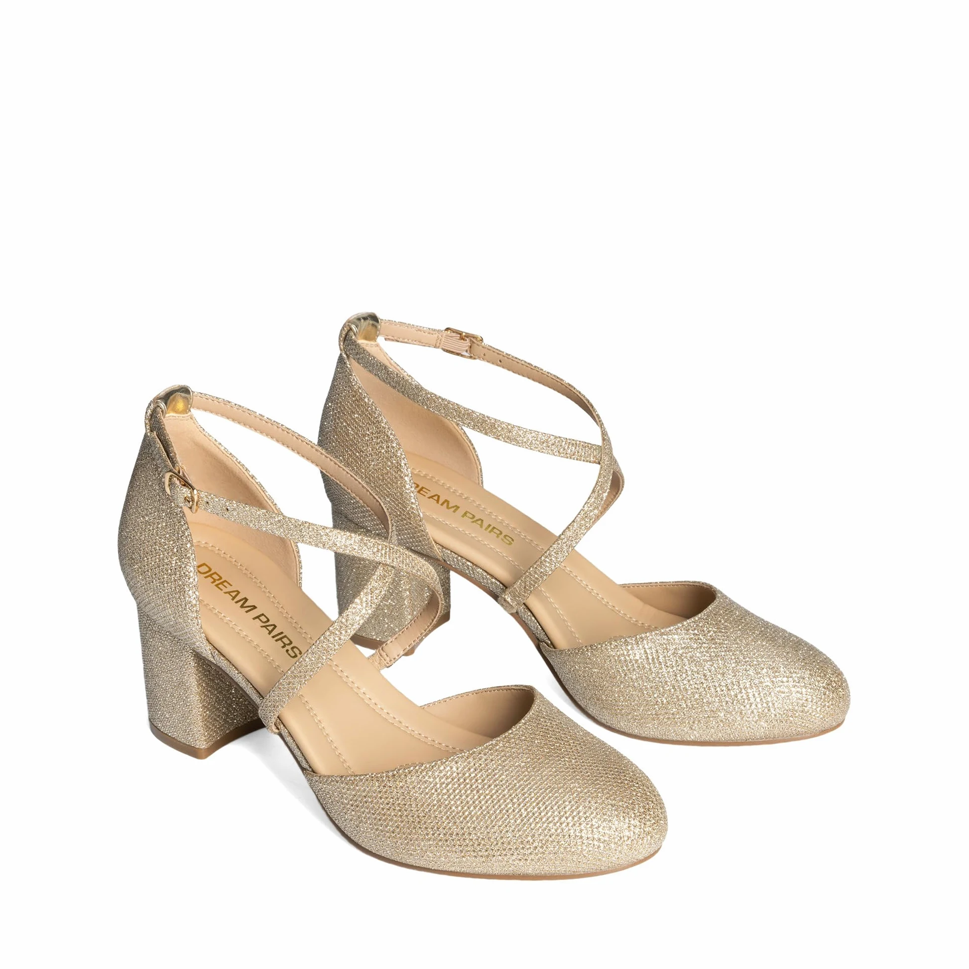 DREAM PAIRS Scarpe Tacco Donna da Sposa, Decollete con Tacco a Blocco, Eleganti e Comode Tacchi con Chiusura a Fibbia Regolabile