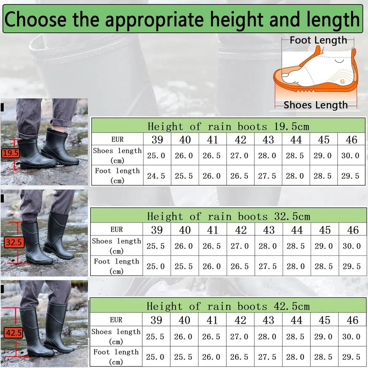 Donbest Stivali di Gomma Uomo Stivali da Antipioggia Wellington Rain Boots Scarpe Da Giardino Impermeabili Antiscivolo