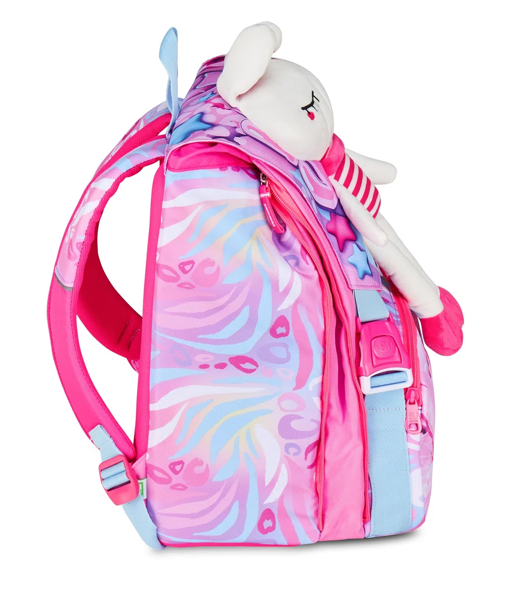 SJ GANG STYLE JAM GANG Zaino Scuola Estensibile Big, Fucsia, Zaino con Divisorio Interno, Tasca Superiore Peluche, Tasca per Borraccia, 24 L, Zaino Scuola Elementare, Bambina
