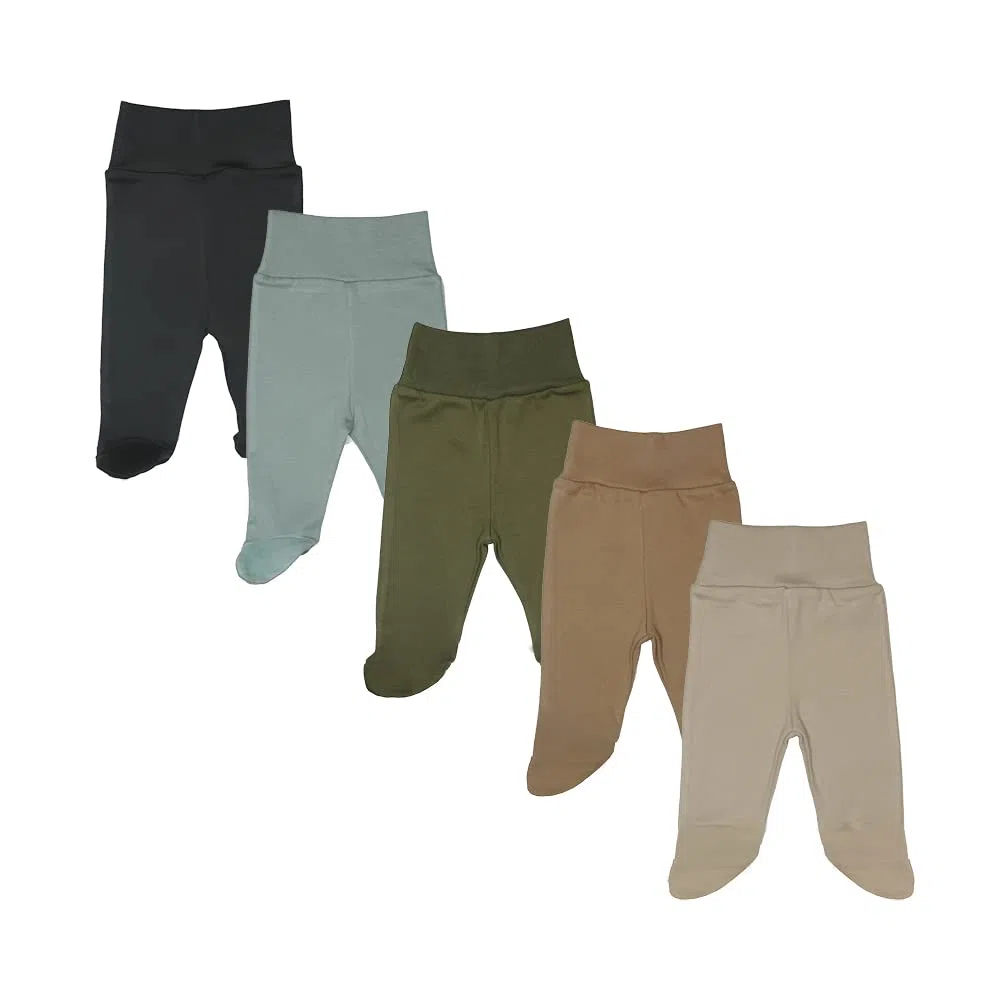 MEA BABY Pantaloni Unisex per Bambini con Piede in 100% Cotone in Confezione da 5 Pezzi
