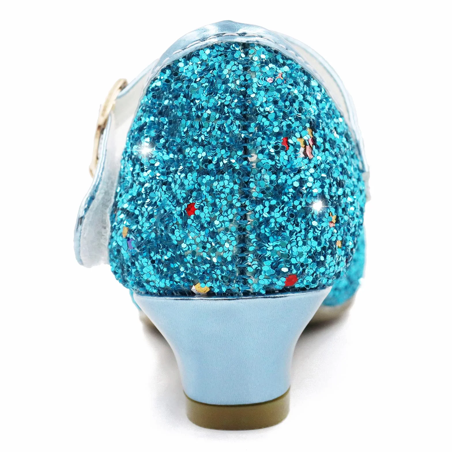 Principessa Bambina scarpa Glitterate Tacchi Ragazza Cosplay Principessa Paillettes Eleganti Bambina Cerimonia Festa, Blu/ 35
