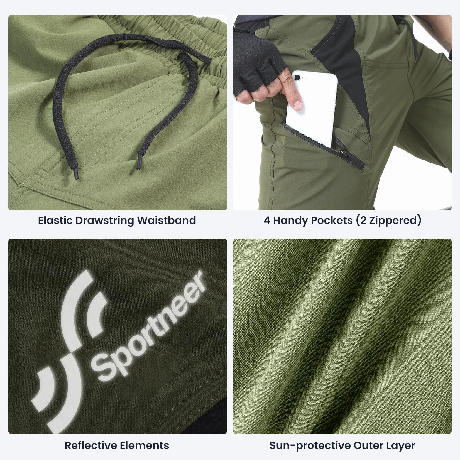 Sportneer Pantaloncini da MTB, Pantaloncini da Ciclismo da Uomo Imbottiti in 3D Pantaloni Traspiranti per Biciclette MTB Pantaloncini da Ciclismo per Esterno