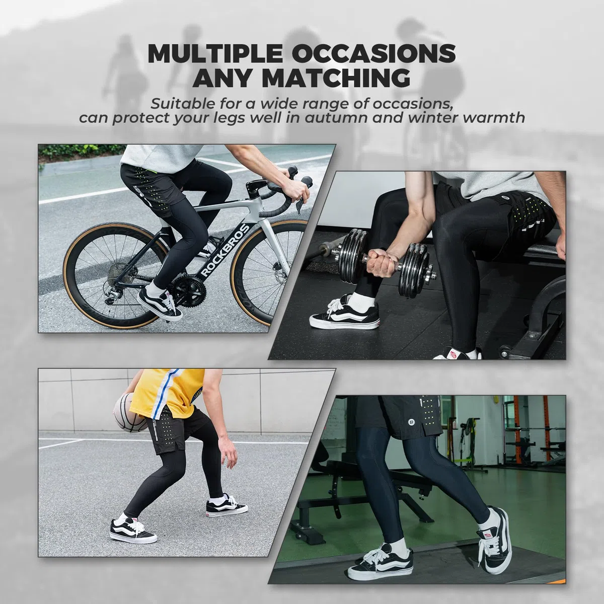 ROCKBROS Scaldamuscoli da Ciclismo, Gambali Termici per Uomo e Donna, Scaldagambe Bici Invernale Antiscivolo, Ideale per Ciclismo, Motociclismo, Running, Calcio e Altre Attività Sportiva
