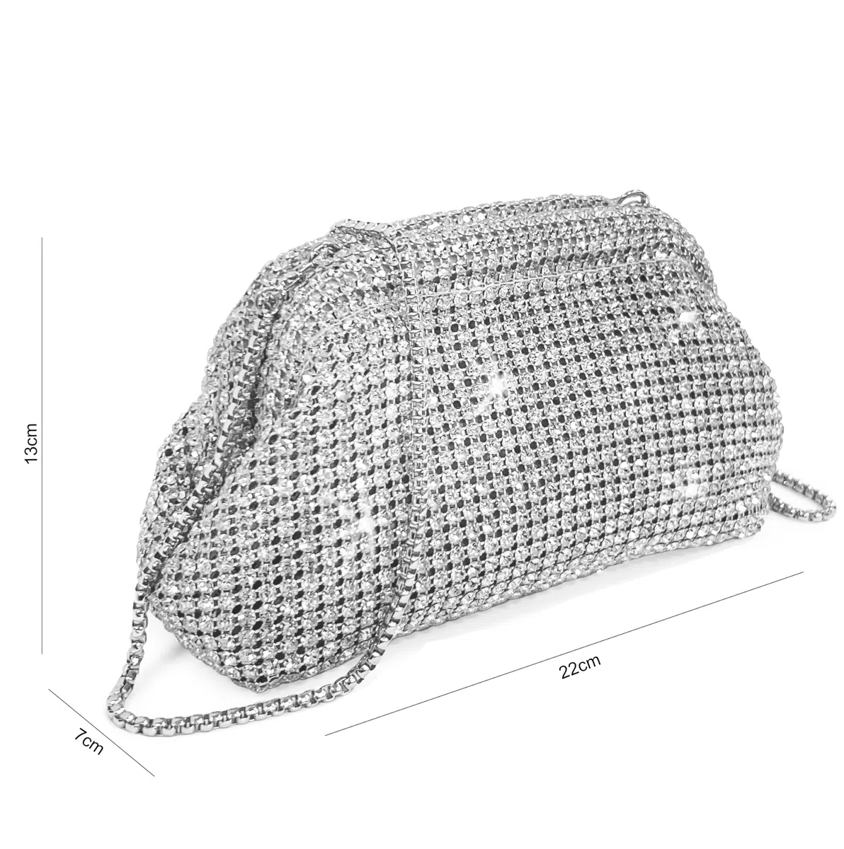 ANGELO Pochette da Donna Elegante con Strass, Piccola Borsa Clutch a Mano e Tracolla, Borsetta da Sera Mini Scintillante, per Cerimonia, Eventi, Matrimonio, Festa