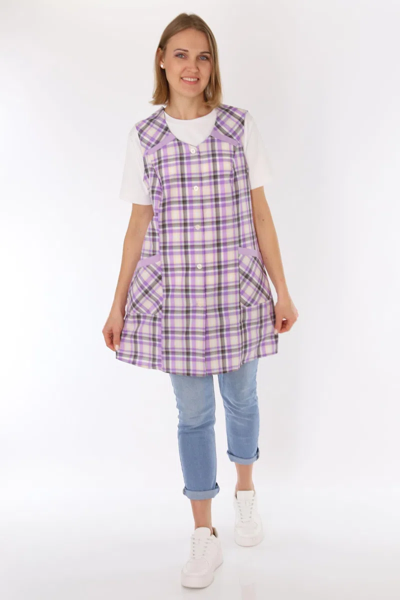 Kasack - Grembiule da cucina da donna, in poliestere e cotone colorato, con maniche corte design 1 52