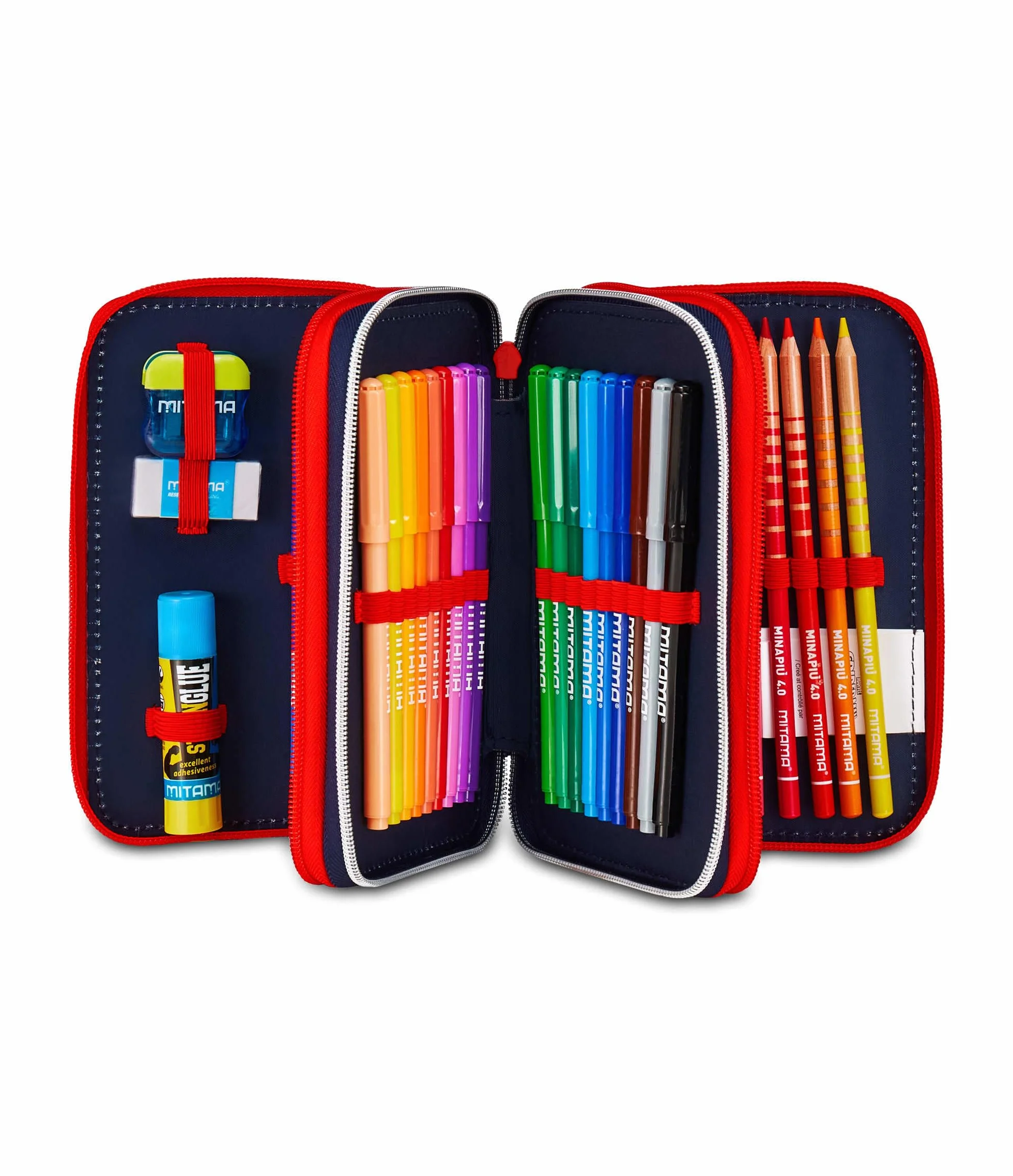 Seven Spiderman Astuccio Scuola 3 Zip, Blu, Portapenne Triplo Scomparto Completo Di Penne, Matite, Colori, Accessori Zaino, Scuole Elementari, Bambino