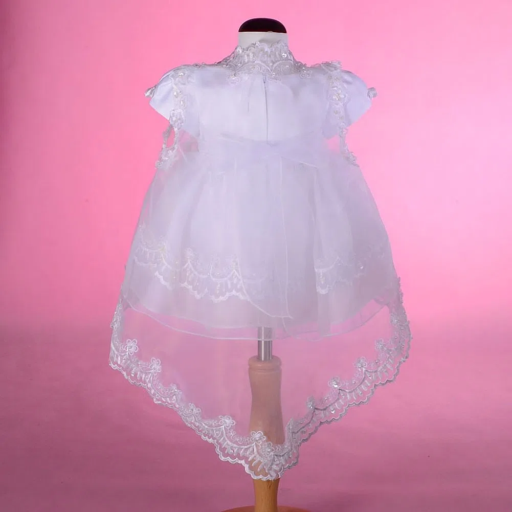 Lito Angels - Abito da Battesimo per Bambina, con Perline Bianche, con Mantello e Cappellino Ricamati, età 0-24 Mesi, Avorio
