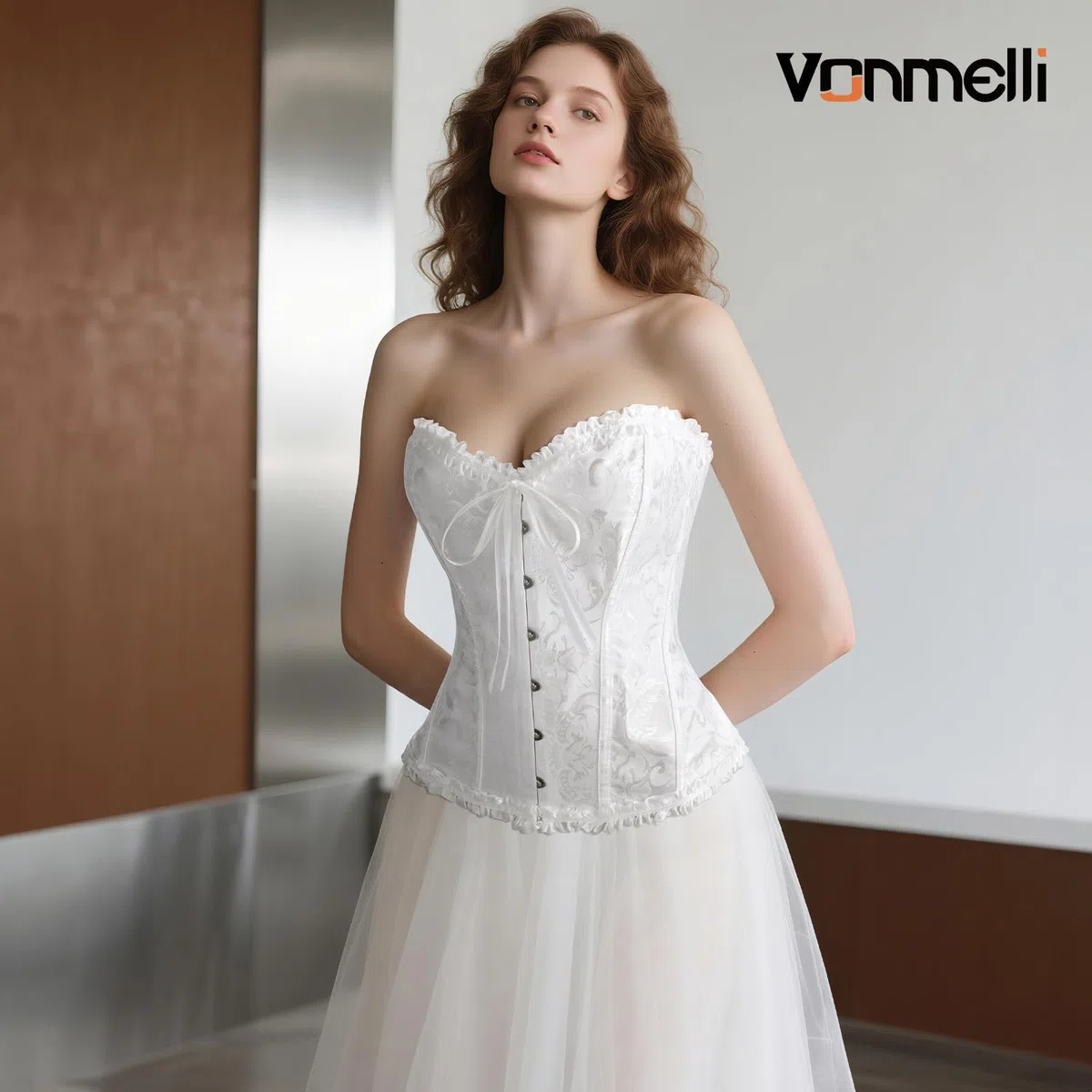 VONMELLI Corsetto Donna Sexy Bustino Shapewear Lingerie Elegante Corsetto Pizzo Fino Disossato Overbust Bustier Lingerie Top per Halloween, Carnevale, Cosplay e Feste