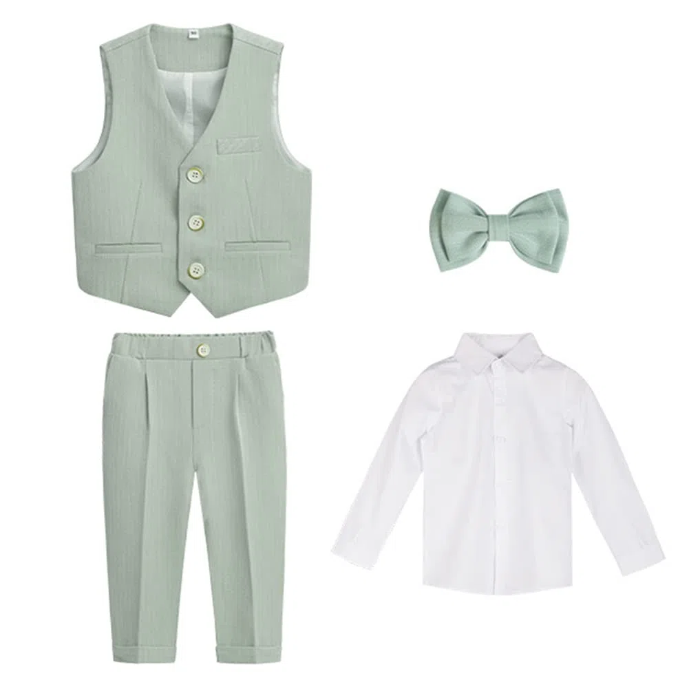 Completo da Bambino 4/5/6 Pezzi Eleganti Abiti da Cerimonia Gentleman Smoking da Ragazzo Abito Formale Doppiopetto da Battesimo Bambini e Ragazzi Gentiluomo Vestito per Matrimonio Festa