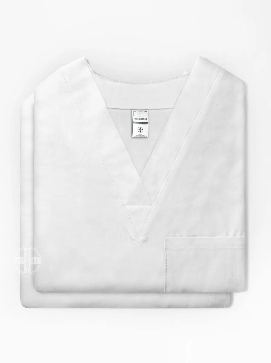 AIESI® Divisa Sanitaria uomo donna in cotone 100% sanforizzato pantaloni e casacca scollo a V